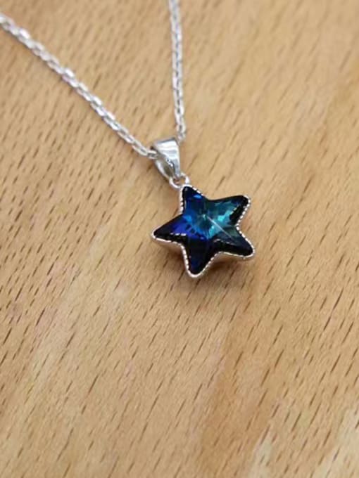 Rosh Temperament Blue Star Shaped Zircon Silver Pendant