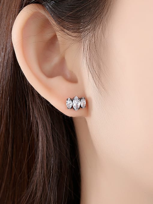 BLING SU Copper With  Cubic Zirconia Delicate Water Drop Stud Earrings 1