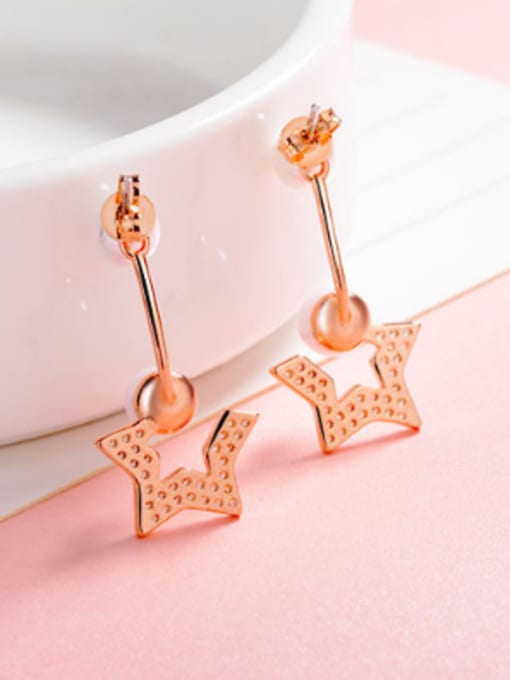 AI Fei Er Fashion Imitation Pearls Cubic Zirconias Star Copper Stud Earrings 4