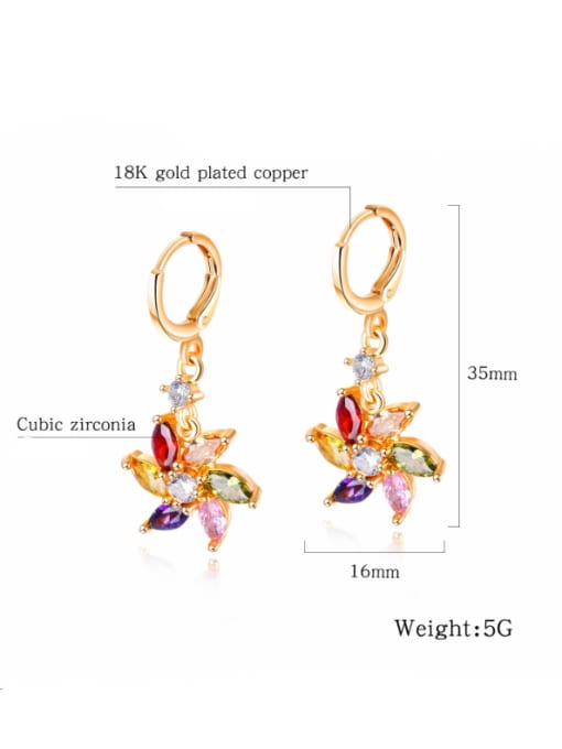Open Sky Copper With Gold Plated Personality Water droplet shaped Flower Earrings 2