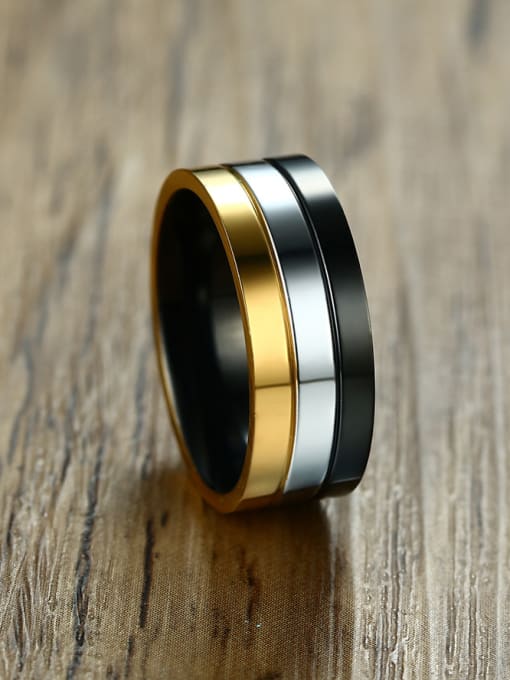 CONG Delicate Three Color Design Geometric Shaped Titanium Ring 2
