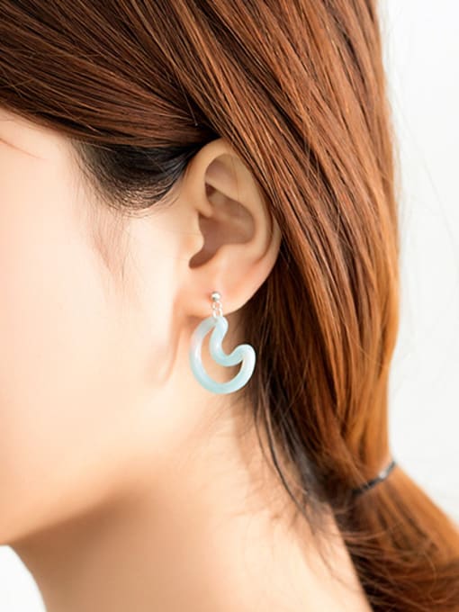 Peng Yuan Fashion Asymmetrical Moon 925 Silver Stud Earrings 3