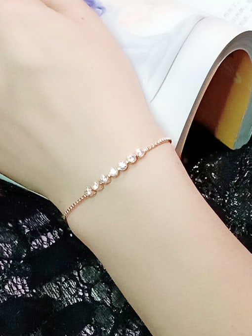Mo Hai Copper With  Cubic Zirconia  Simplistic Round adjustable Bracelets 2