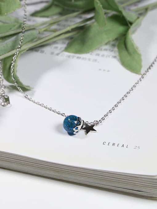 Peng Yuan Blue Crystal Ball Little Star Necklace 2