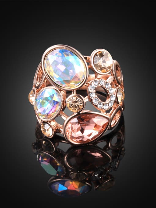 Ronaldo Creative Rose Gold Plated Glass Stone Ring 1