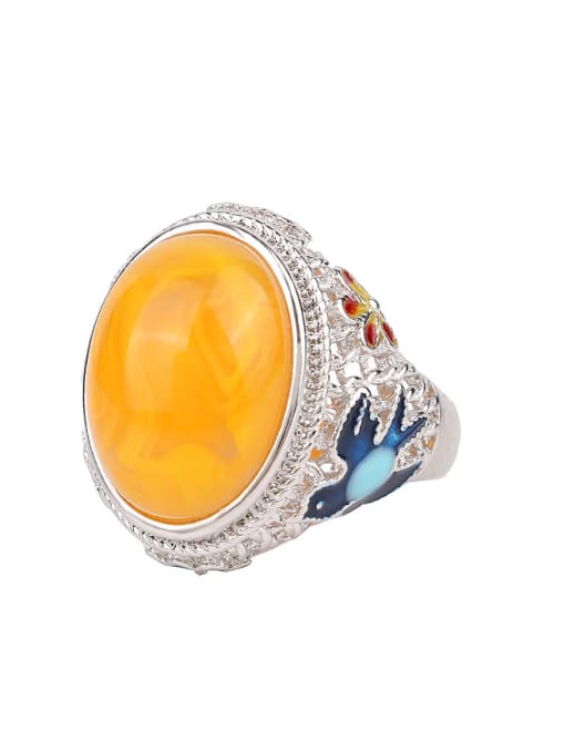 Gujin Personalized Yellow Resin stone Enamel Alloy Ring 0