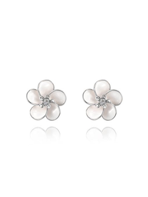 Ronaldo Temperament Plum Blossom Shaped Opal Stud Earrings 1