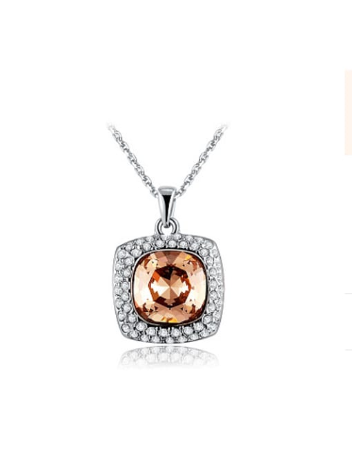 Ronaldo White Gold Square Shaped Austria Crystal Necklace