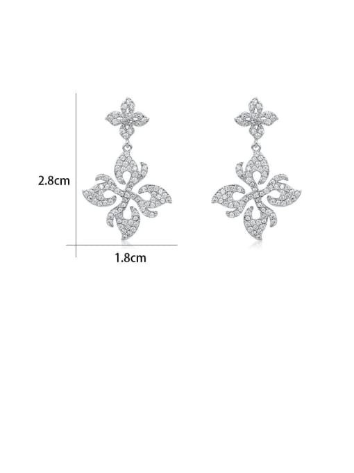 platinum Copper With Cubic Zirconia Simplistic Flower Drop Earrings