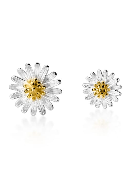 Rosh 925 Sterling Silver With Platinum Plated Cute Flower Stud Earrings 2