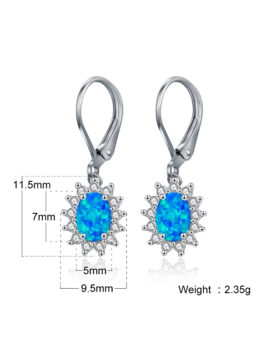 Blue Opal Platinum Plating 5*7MM Blue Opal White Opal Hook Earrings