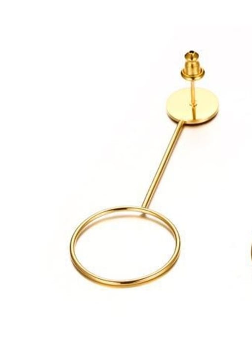 CONG Temperament Round Shaped Gold Plated Titanium Drop Earrings 1