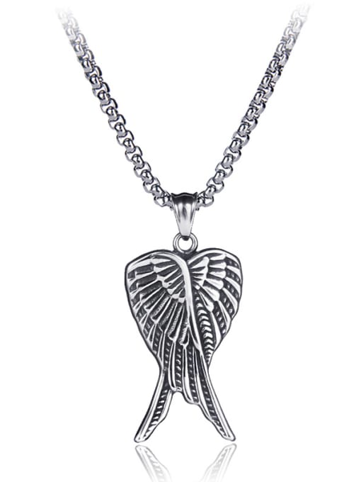 BSL Stainless Steel With Antique Silver Plated Trendy wing Necklaces 0