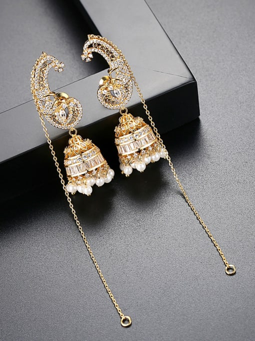 BLING SU Copper With Gold Plated Fashion Statement Party Chandelier Earrings 2