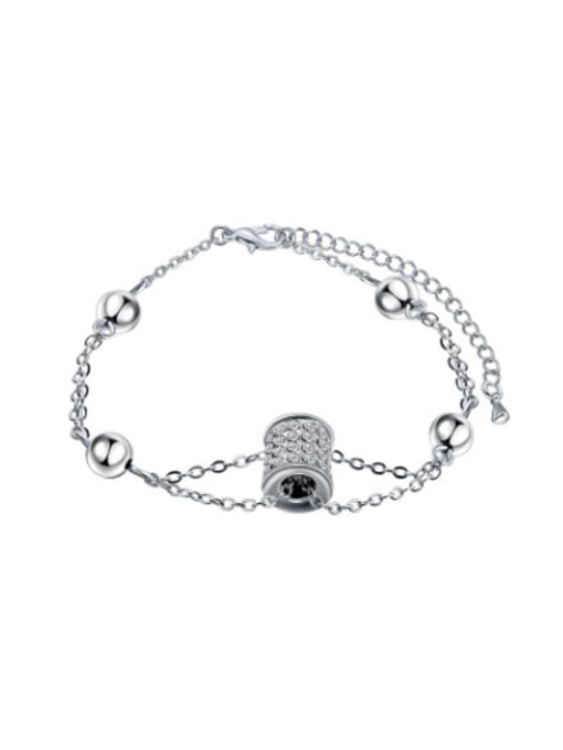 Platinum Adjustable Length Geometric Shaped Crystal Bracelet