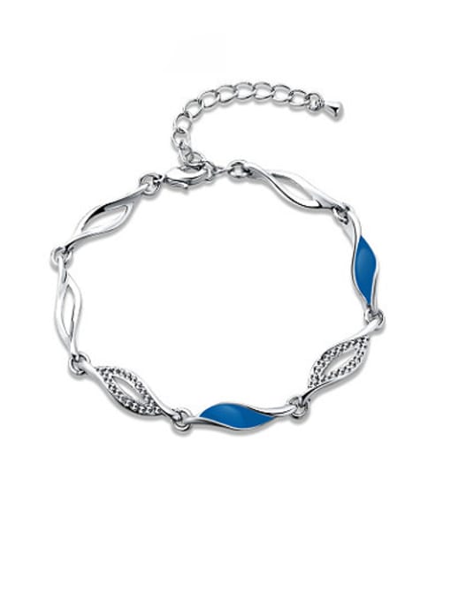 Ronaldo Trendy Blue Wave Shaped Enamel Bracelet 0