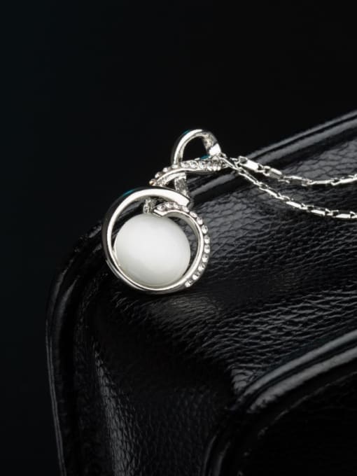 White Trendy Unisex Geometric Shaped Opal Stone Necklace