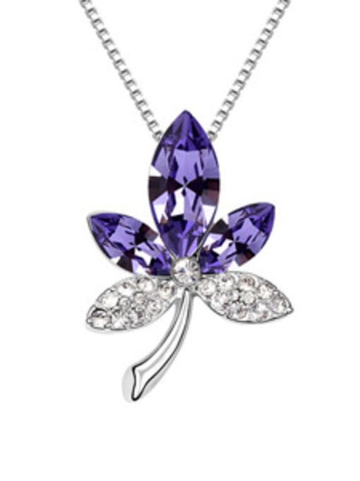 QIANZI Fashion Maple Leaf austrian Crystals Alloy Necklace 4