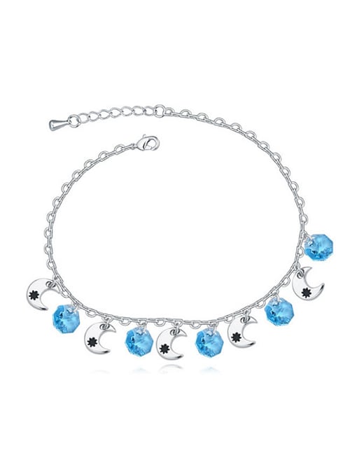 light blue Simple Five Moons Pattern austrian Crystals Alloy Anklets