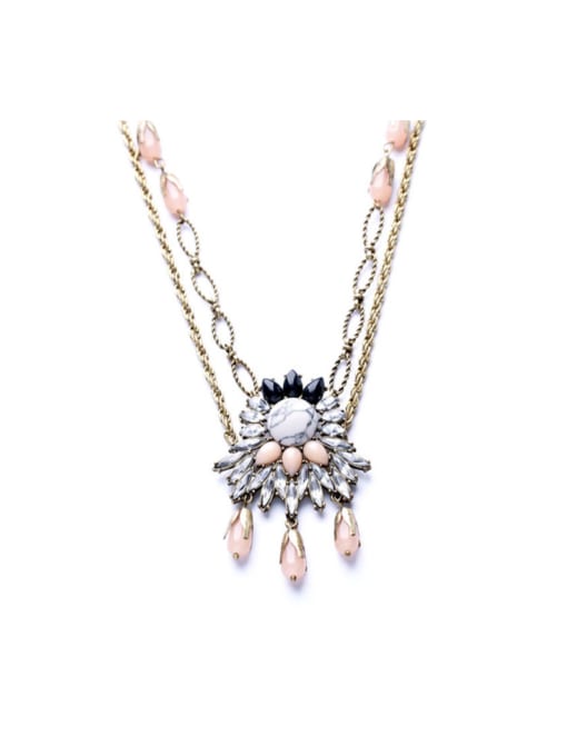 KM Flowers Shaped Long Alloy Necklace 0