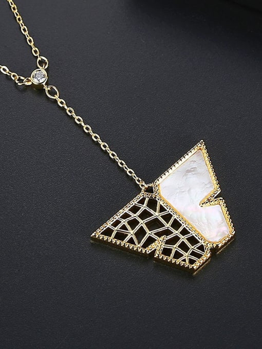 BLING SU Copper With Gold Plated Simplistic Hollow Geometric Necklaces 1