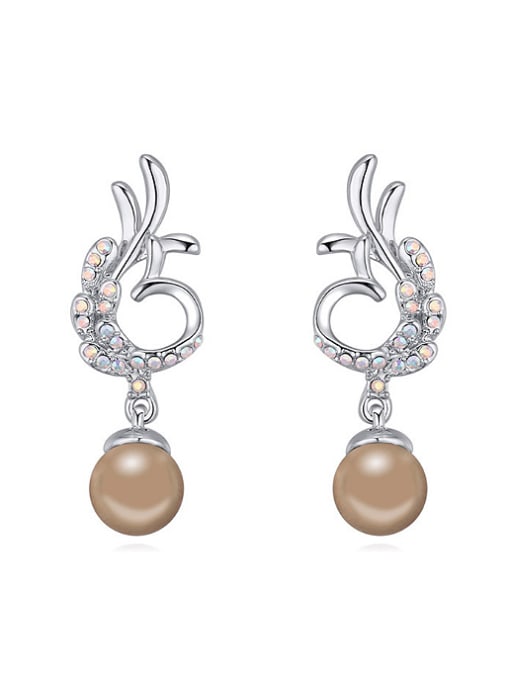 QIANZI Fashion Imitation Pearls Tiny Cubic Crystals Alloy Stud Earrings 0