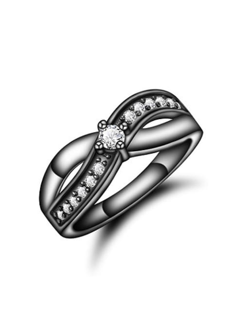 SANTIAGO Black Gun Plated Butterfly Shaped Zircon Ring