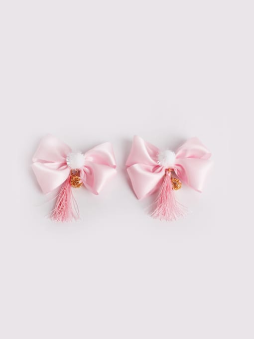 Pink Pair Bow Tassels Hair clip