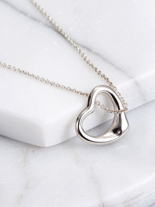 Silvery S925 Sterling Silver Love Heart Necklace