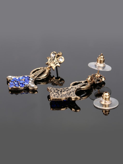 Gujin Retro Noble style Cubic Crystals Antique Gold Plated Two Pieces Jewelry Set 2