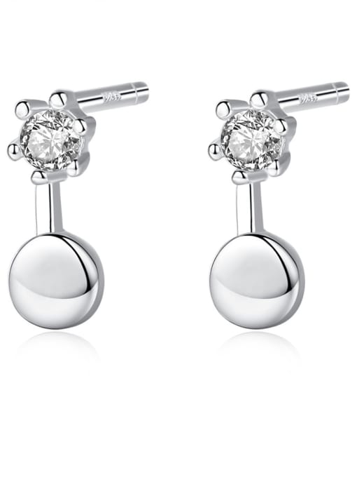 CCUI 925 Sterling Silver With Cubic Zirconia Cute Round Stud Earrings 0