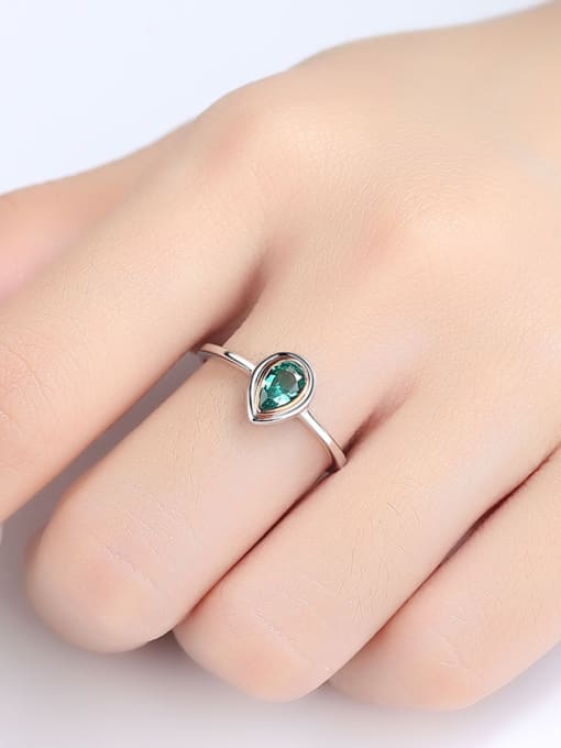 CCUI Sterling silver water drop type green semi-precious stone ring 1