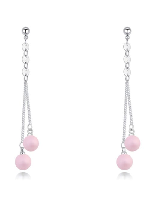 pink Simple Imitation Pearls Alloy Drop Earrings