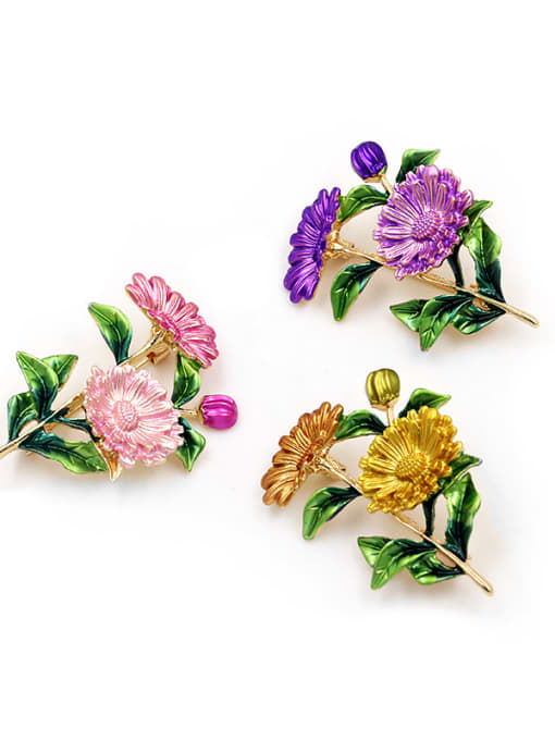 Mo Hai Alloy With Gold Plated Exaggerated Flower Brooches 2