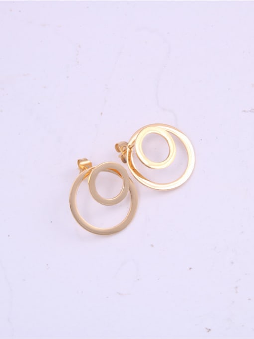 GROSE Titanium With Gold Plated Simplistic Smooth Round Drop Earrings 2