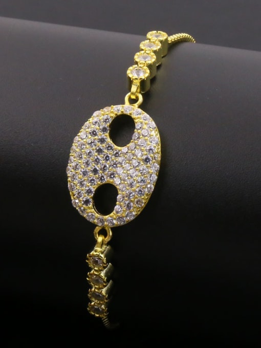Golden+ whtie Stones Oval Stretch Bracelet
