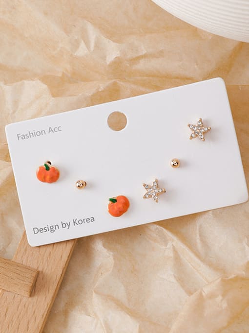 C pumpkin Alloy With Gold Plated Cute Friut Stud Earrings