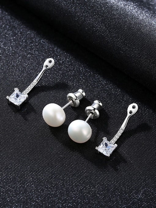 CCUI Sterling silver micro-set 3A zircon natural pearl stud earrings 0