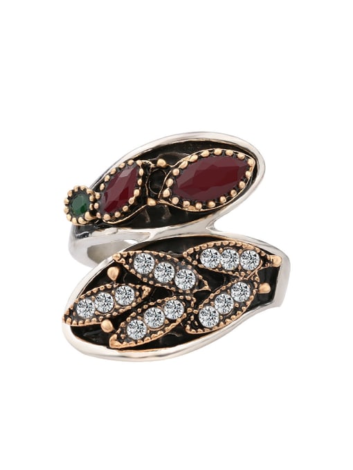 Gujin Retro style Ethnic Resin stone Crystals Alloy Ring 0