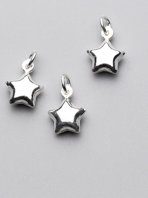 FAN 925 Sterling Silver With Rhodium Plated Simplistic Star Charms 0