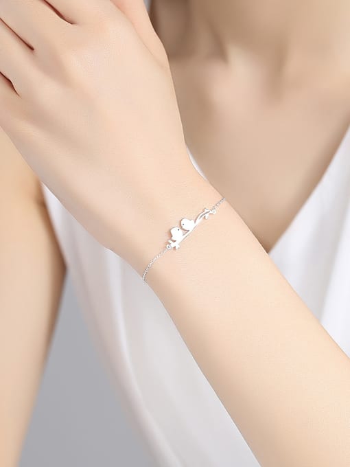 CCUI 925 Sterling Silver With Gold Plated Simplistic Little Bird Bracelets 1
