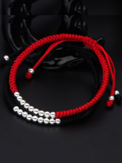 Rosh Sterling silver beads red thread bracelet