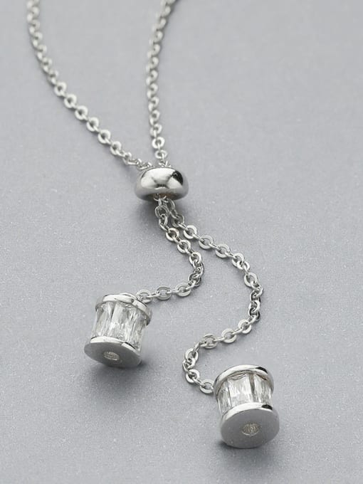 One Silver Zircon Sweater Necklace 2