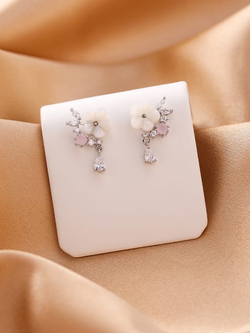 D Branch Alloy With Platinum Plated Cute Acrylic Flower Stud Earrings
