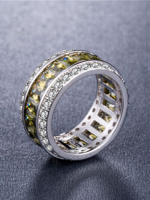 Crystal yellow Copper With 18k White Gold Plated Cubic Zirconia Trendy Cocktail Rings