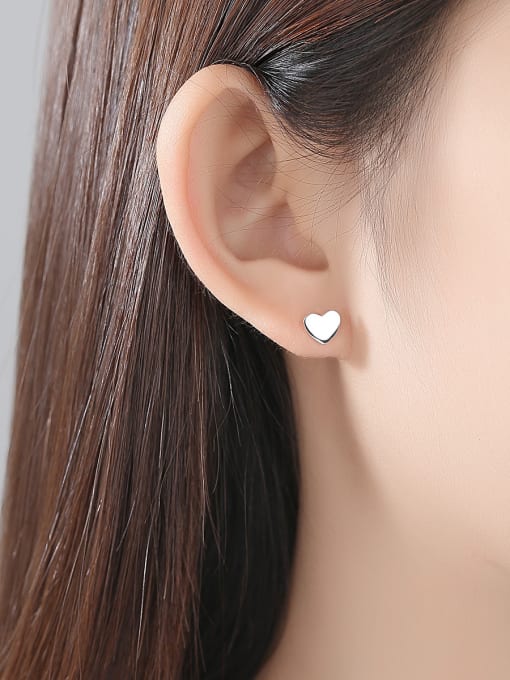 CCUI 925 Sterling Silver With  Cute Heart-shaped  Stud Earrings 1