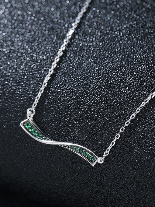 UNIENO 925 Sterling Silver With Platinum Plated Simplistic One Word Wave Necklaces
