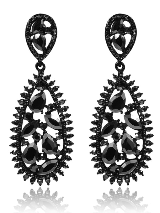 black Stainless Steel With Inserted drill Exaggerated Earrings