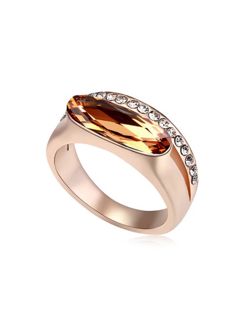 Yellow Fashion Rose Gold Plated austrian Crystals Alloy Ring