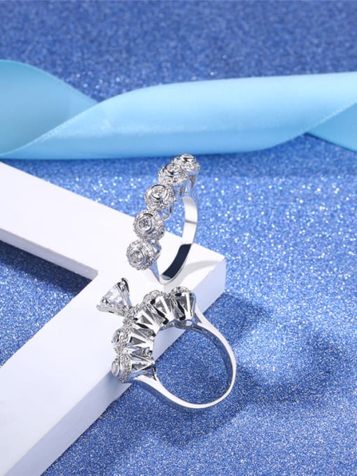 Platinum High Quality Multi-circle Shaped Glass Bead Ring Set